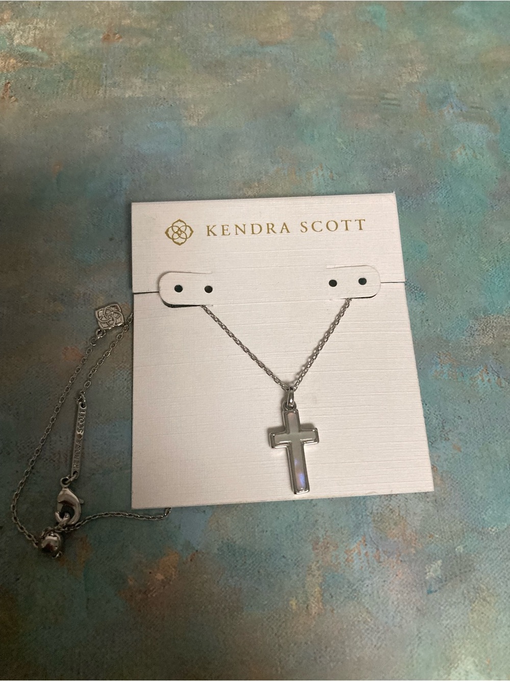 Kendra Scott Silver Cross Necklace with Iridescent Accent